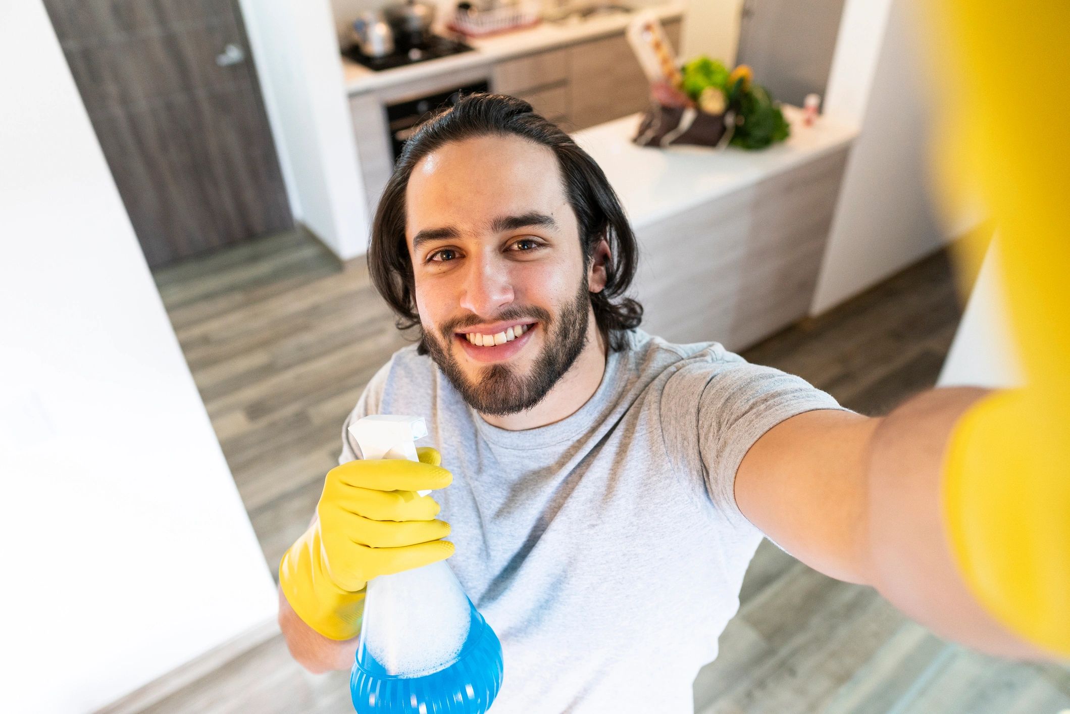 Local service provider with cleaning supplies