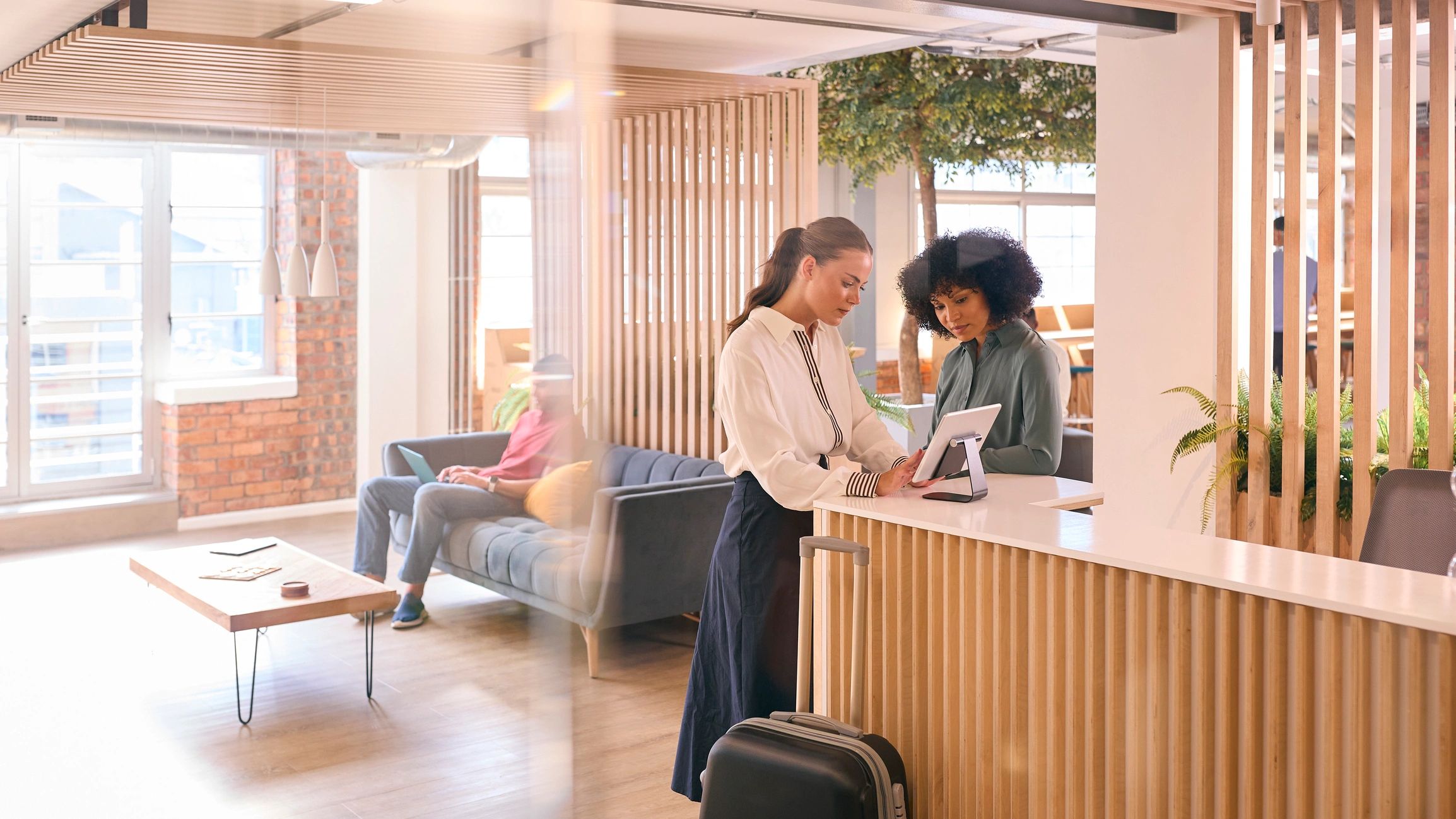 Customer at a reception desk