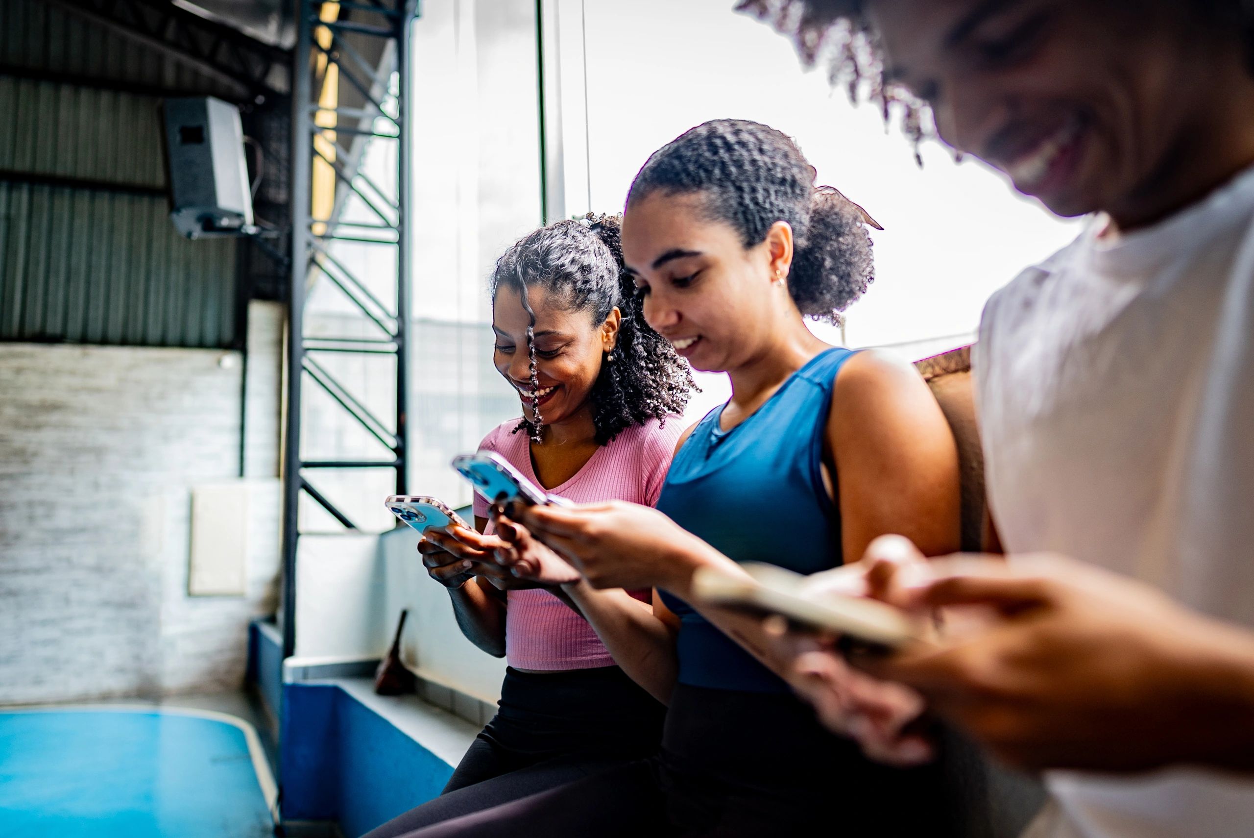 People using a phone together